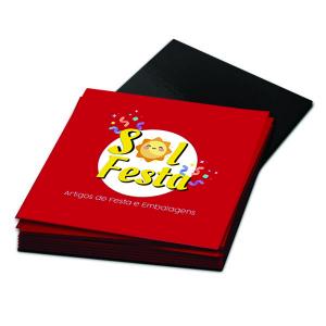 Imã de Geladeira. 1000 Unid. Couchê 250g e Manta Magnética Total 5x4 colorido brilho corte reto 